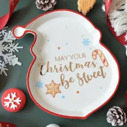 Assiette Déco De Noël - Etoile, Père Noël, Gant, étoile