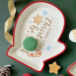 Assiette Déco De Noël - Etoile, Père Noël, Gant, étoile