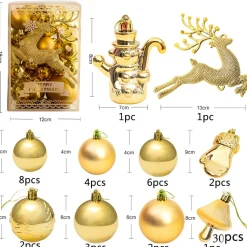 Boite De 30 Décorations De Noël - Or