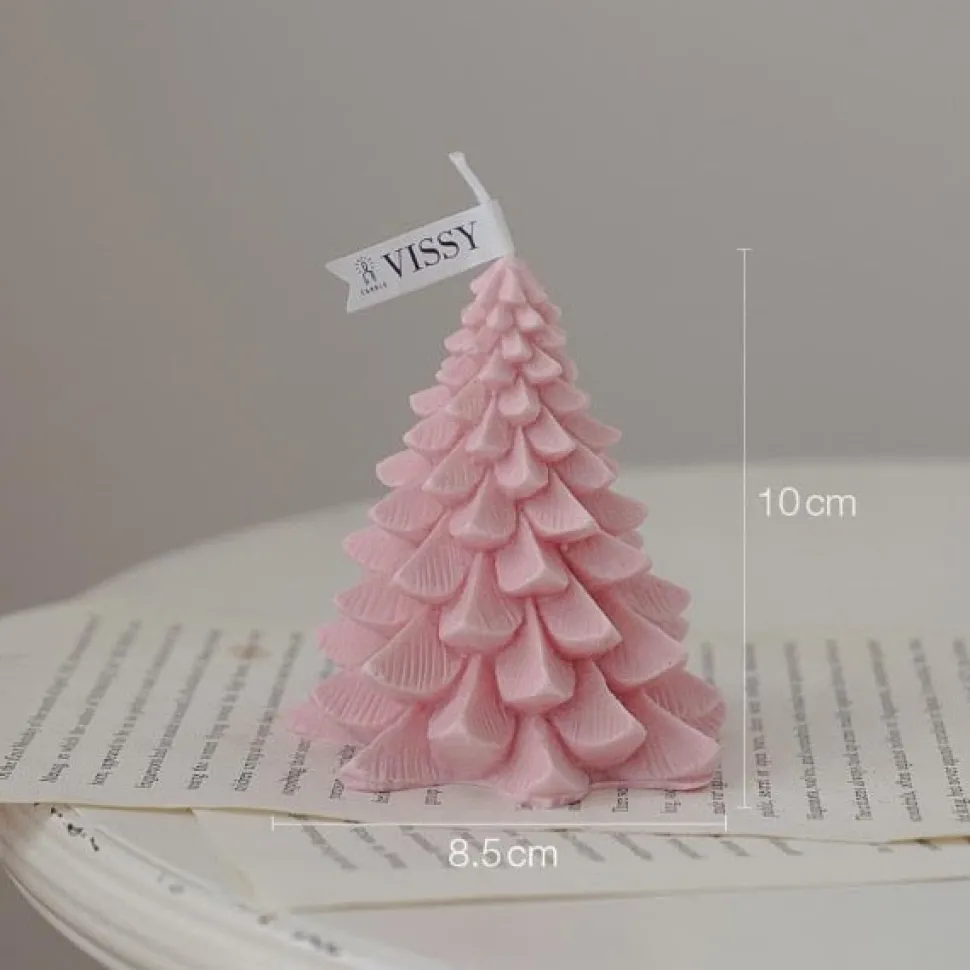 Bougie De Noël - Sapin Rose