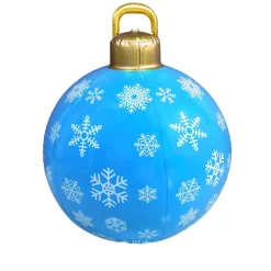 Boule De Noël Gonflable 60 Cm : Bleue Avec Flocons