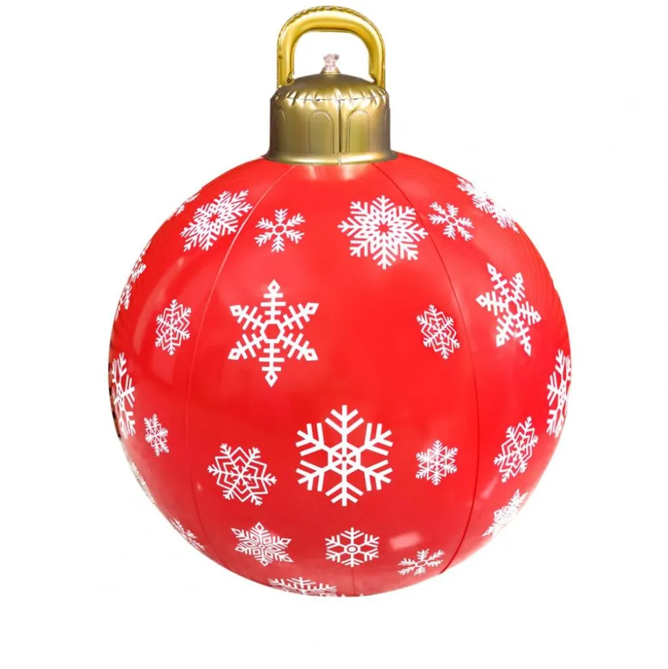 Boule De Noël Gonflable 60 Cm : Rouge Avec Flocons