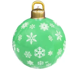 Boule De Noël Gonflable 60 Cm : Verte Avec Flocons