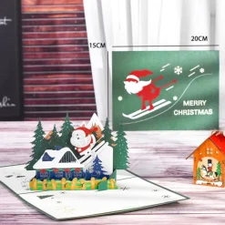 Carte De Noël En Relief - Piste De Ski