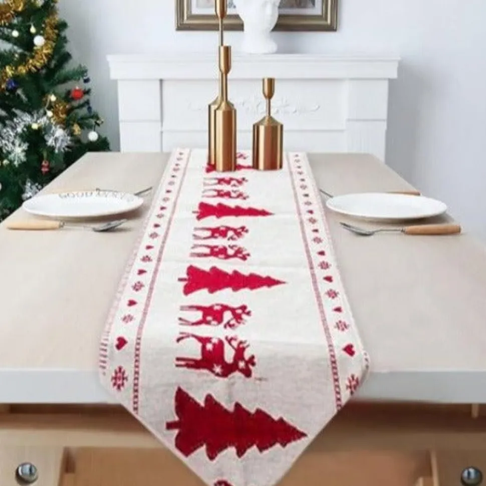 Chemin De Table Noël Rouge Et Blanc