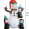 Décoration Noël Gonflable : Bonhomme De Neige Avec Pingouins