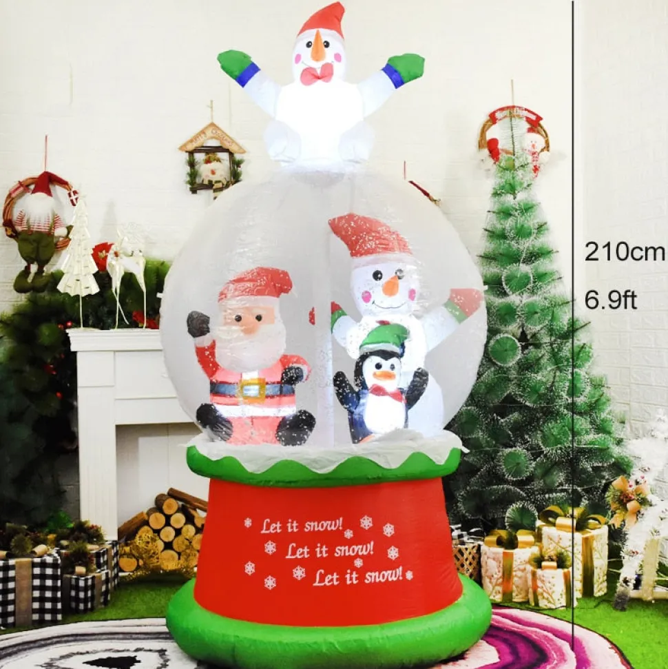 Deco Noël Gonflable : Boule De Neige Bonhomme De Neige Et Père Noël