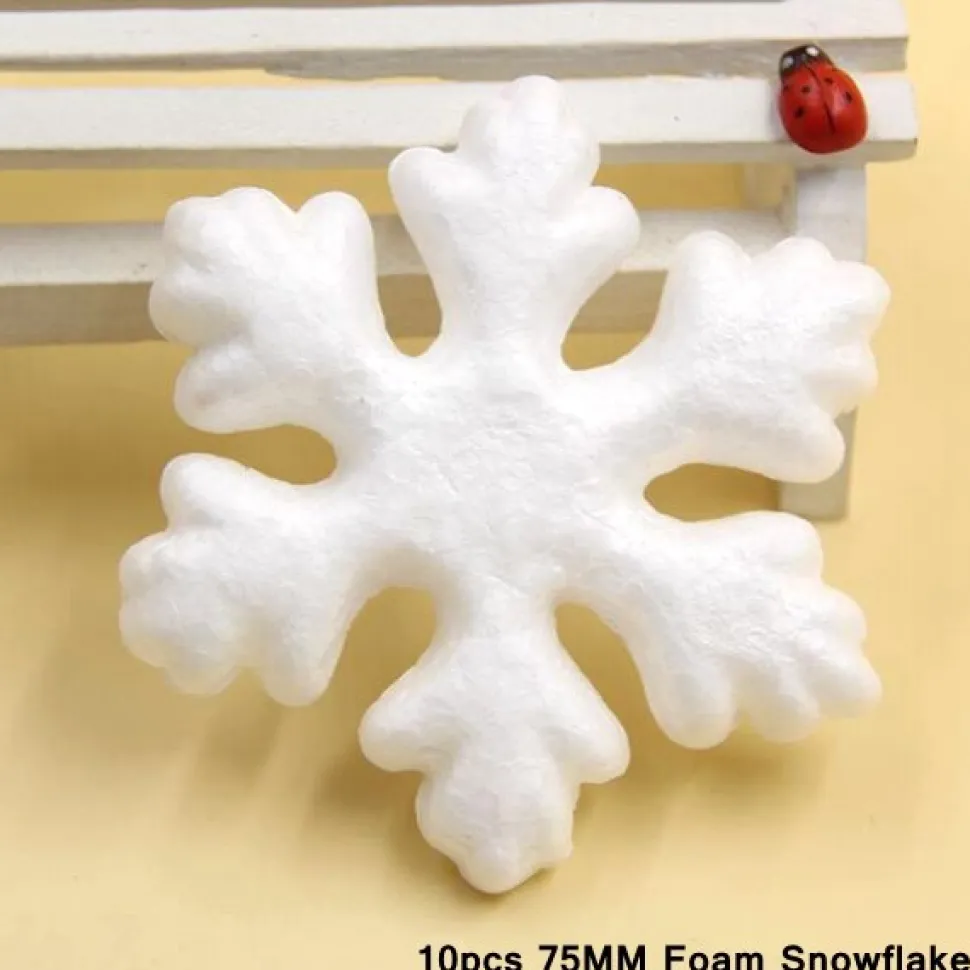 Forme En Polystyrène : 10 Flocons De Neige De 7.5 Cm