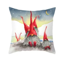 Housse De Coussin De Noël : Lutins Chapeaux Rouge