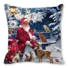 Housse De Coussin De Noël : Père Noël Avec Les Animaux