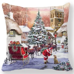 Housse De Coussin Paysage Noël
