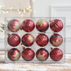 Lot De 12 Boules De Noël - Lignées