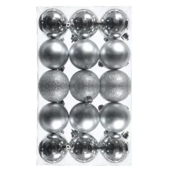 Lot De 30 Boules De Noël Argentées 6 Cm