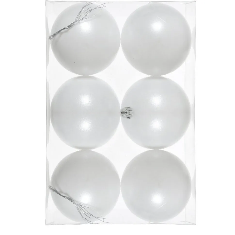 Lot De 6 Boules De Noël Blanches 8 Cm