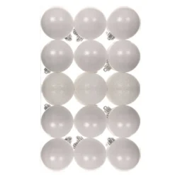 Lot De 30 Boules De Noël Blanches 6 Cm