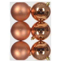 Lot De 6 Boules De Noël Cuivre 8 Cm
