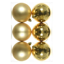 Lot De 6 Boules De Noël Dorées 8cm