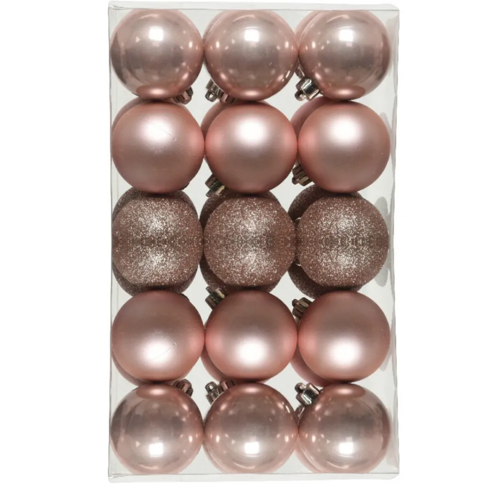 Lot De 30 Boules De Noël Roses 6 Cm