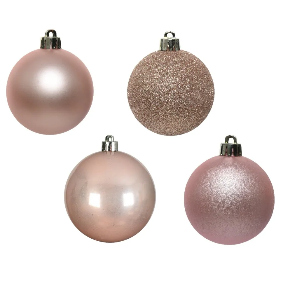 Lot De 30 Boules De Noël Roses 6 Cm