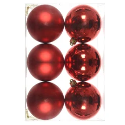 Lot De 6 Boules De Noël Rouges 8cm