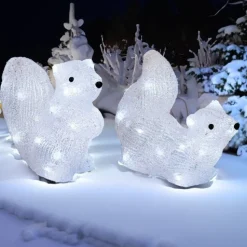 Lot De 2 écureuils Acrylique Illuminé