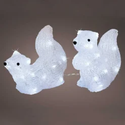 Lot De 2 écureuils Acrylique Illuminé