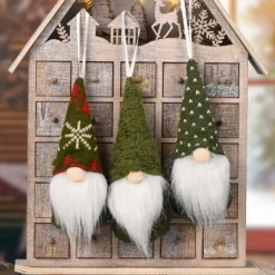 Lot De 3 Lutins De Noël à Suspendre - Verts