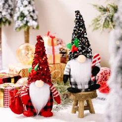 Lutins Gnomes De Noël - Rouge & Noir - Motif à Carreaux