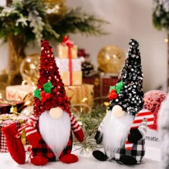 Lutins Gnomes De Noël - Rouge & Noir - Motif à Carreaux