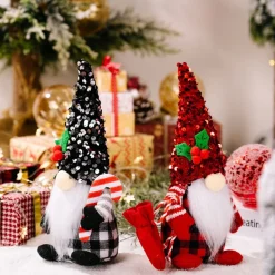 Lutins Gnomes De Noël - Rouge & Noir - Motif à Carreaux