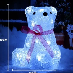 Ours Blanc Illuminé De Noël Acrylique