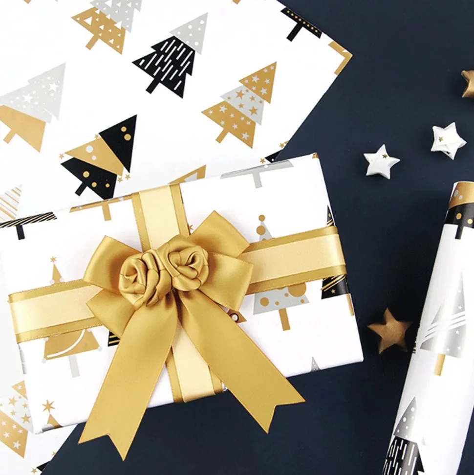 Papier Cadeau Blanc Et Or