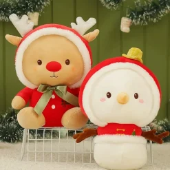Peluche De Noël - Renne Du Père Noël Et Bonhomme De Neige