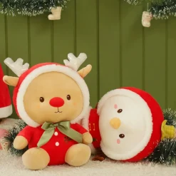 Peluche De Noël - Renne Du Père Noël Et Bonhomme De Neige