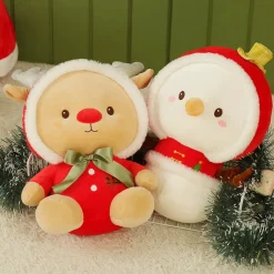 Peluche De Noël - Renne Du Père Noël Et Bonhomme De Neige