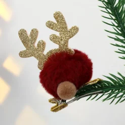 Pince à Cheveux De Noël : Renne Rouge