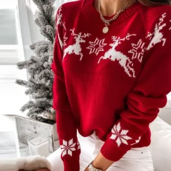 Pull De Noël Femme Rouge Et Blanc
