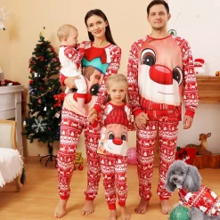 Pyjamas Moche De Noël : Renne Avec Un Chapeau De Lutin