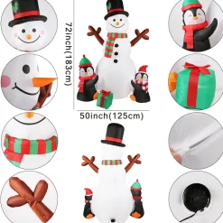 Structure De Noël Gonflable - Bonhomme De Neige Et Pingouins