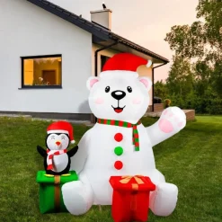 Structure De Noël Gonflable - Ours Polaire Et Pingouin