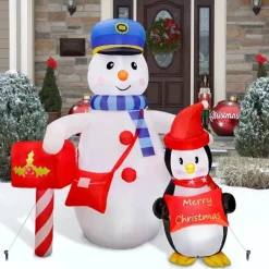 Structure De Noël Gonflable - Bonhomme De Neige Facteur