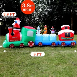 Structure De Noël Gonflable : Train Du Père Noël Avec Ses Amis