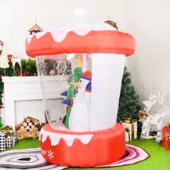 Structure De Noël Gonflable : Manège Enneigé Avec Père Noël Sapin Bonhomme De Neige