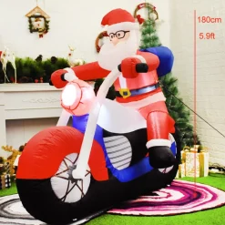 Structure De Noël Gonflable : Père Noël En Moto