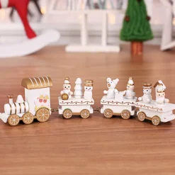 Train De Noël Blanc En Bois