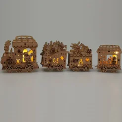Train Lumineux Bois Sculpté