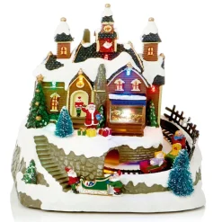 Village Illuminé - Magasin Du Père Noël Avec Ses Lutins