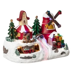 Village Lumineux De Noël - Moulin Et Horloge
