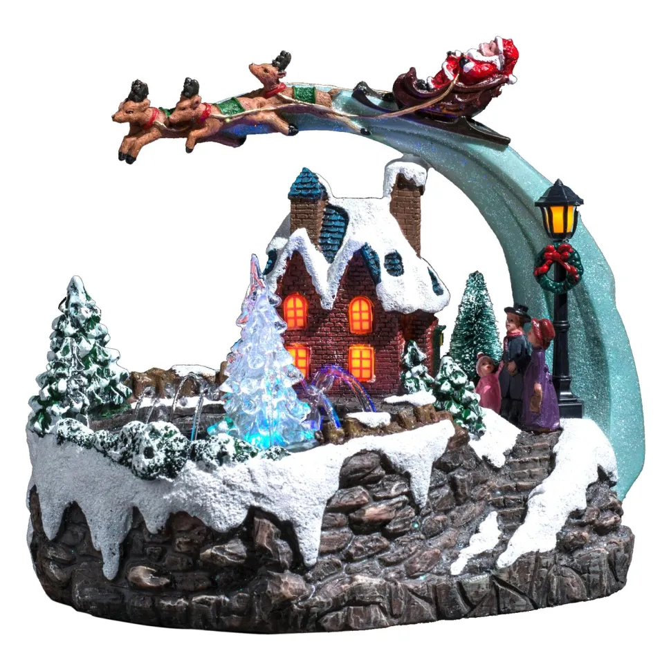 Village Lumineux De Noël Avec Traineau